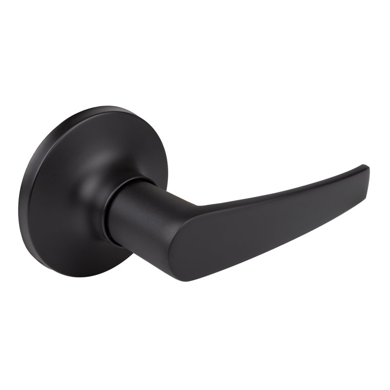 Levier de porte de passage droit avec rosette ronde, Noir mat