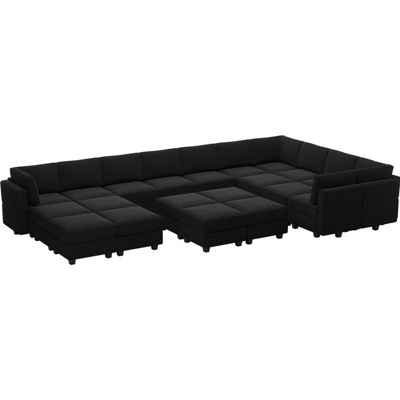 Canapé modulaire réversible en velours surdimensionné de 195,8 po Wylodene, Velours noir