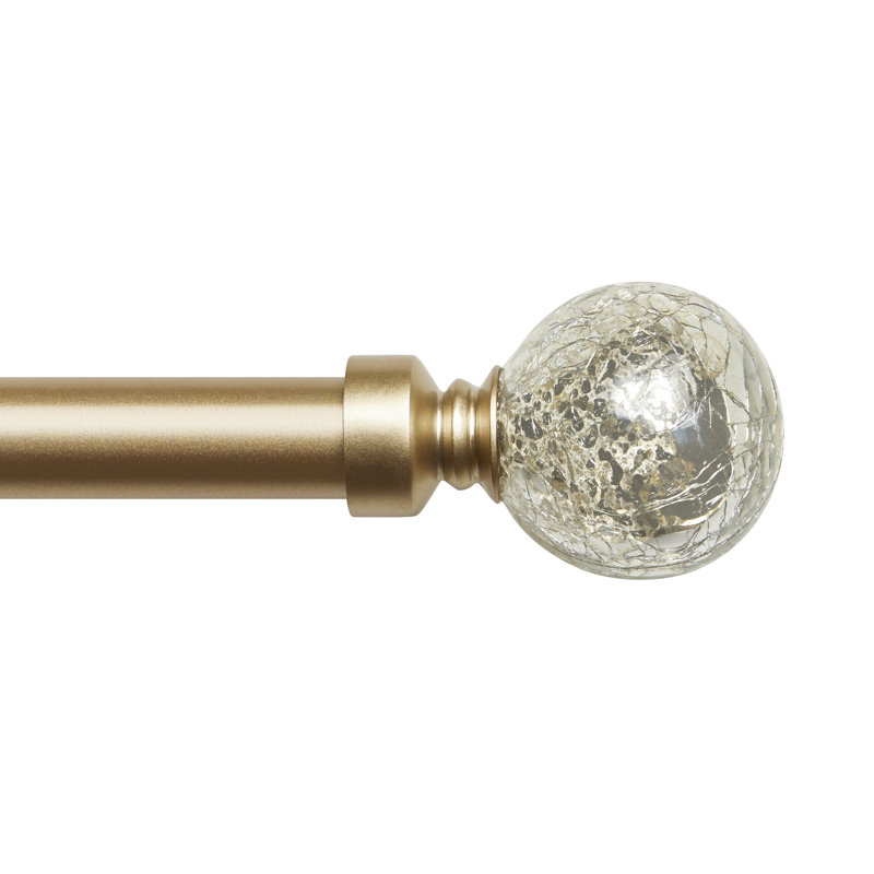 Gold Adjustable Curtain Rod with Acrylic Finials, 36"-72"
