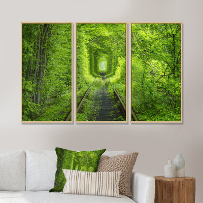 " Forest Around Rail Way Tunnel " 3 Piece Art Mixed Media Print
