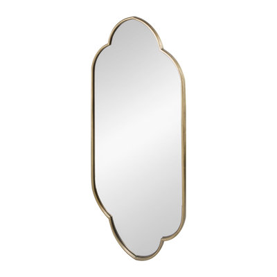 22.4X1x48" Champagne Gold Decorative Wall Mirror With Notched Edges
