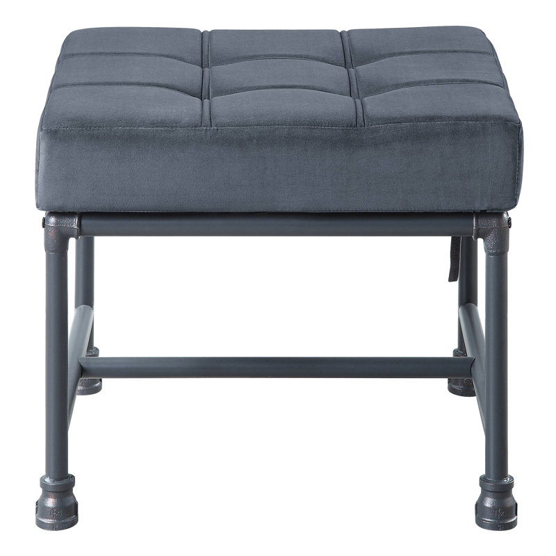 Repose-pieds rectangulaire capitonné en tissu + métal