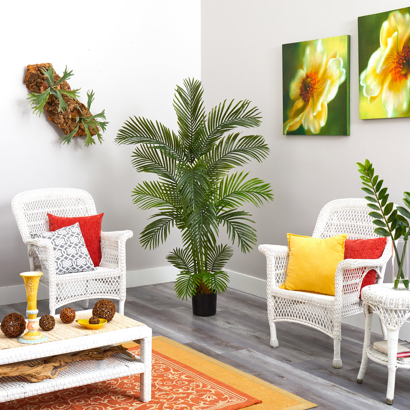 Faux Palm Tree in Pot Liner, 66" H x 30" W x 30" D