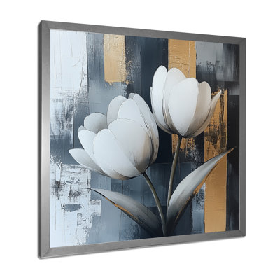 Motif géométrique de tulipes dorées, forme pure I - tulipes, art mural