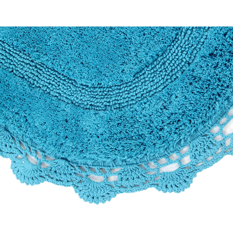 Winfree Cotton Non-Slip Bath Rug, Aqua Blue, 32" W x 20" L