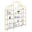 74.8 Inch 5 Tiers Office Bookcase Bookshelf, Display Shelf With Round Top, X Bar Frame