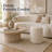15" Boucle Round Storage Ottoman with Reversible Tray Top, Tufted Upholstered, White-809342908