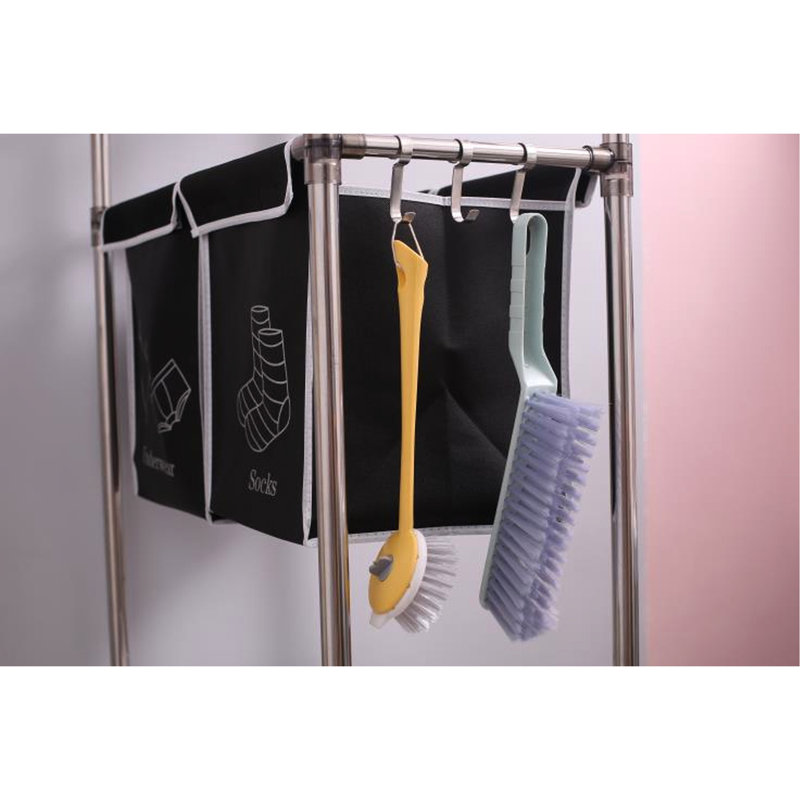 Panier à linge avec tablettes larges et crochets en métal, 3 niveaux, imperméable, grand panier en fer robuste de 100 l, trieur de niveaux, assemblage facile, cadre