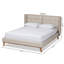 Lit à oreilles tapissier Devises, grand lit, beige clair / noyer H 41,9 po x L 87,2 po x l 89,57 po Devises-1650932001-1650932007