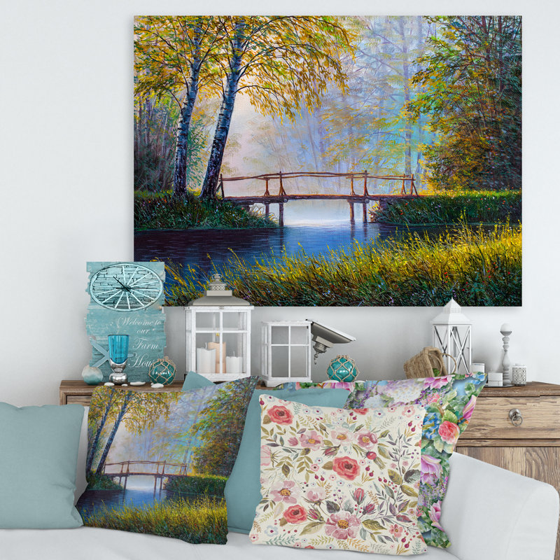 «Morning Sunlight And The Awakening Spring Forest», peinture sur toile, H 24 po x l 32 po x P 1 po, Toile tendue