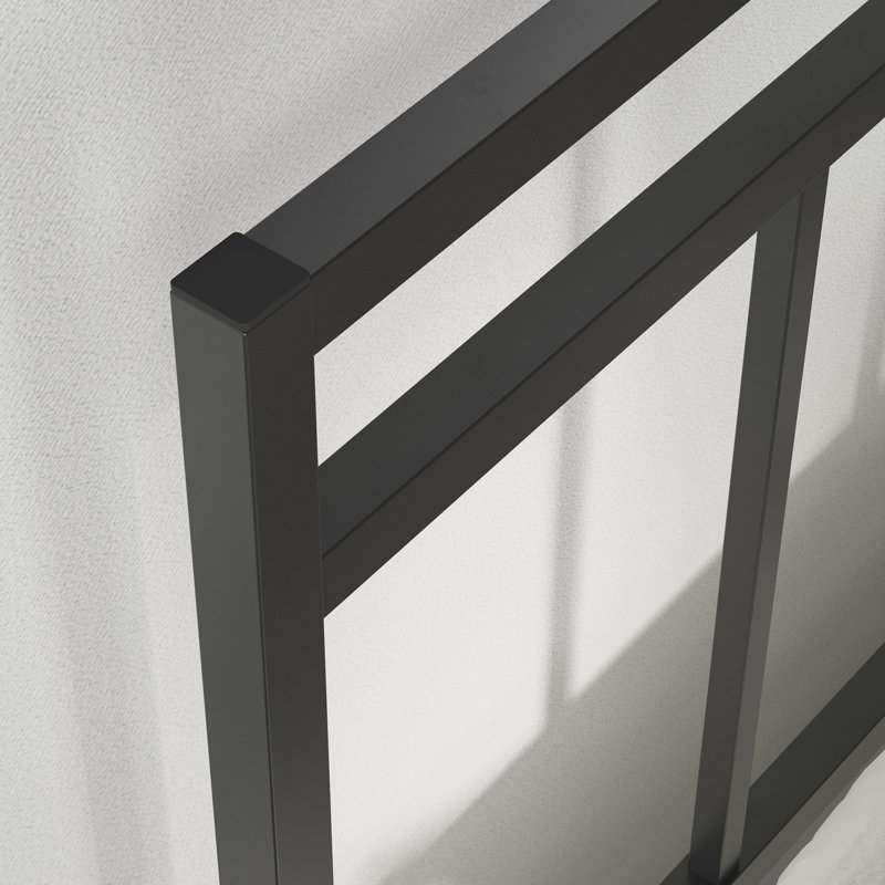 Black Twin Bed Frame With Horizontal Slat Headboard Stylish Design, Robust Support, Quick Setup Platform In Space, Complementary Bedding,