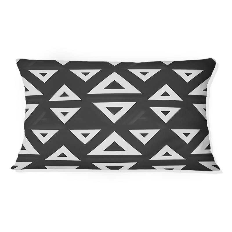 Black White Triangle Patterns II - Modern Lumbar Pillow