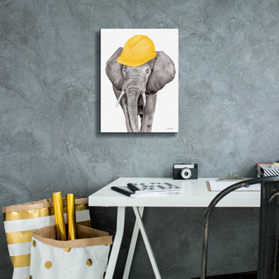 Toile épique «Construction Elephant» par Rachel Nieman, Epic Graffiti, 12 po x 16 po
