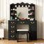 Dressing Table with 3-Color Lighting Mirror, Outlets, Stool, Storage Drawers and Cabinet-2104210246