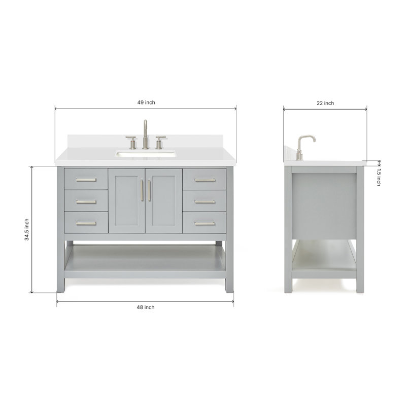 Magnolia Bath Vanity Rectangular Basin S049SWQ, Gray, Rectangular