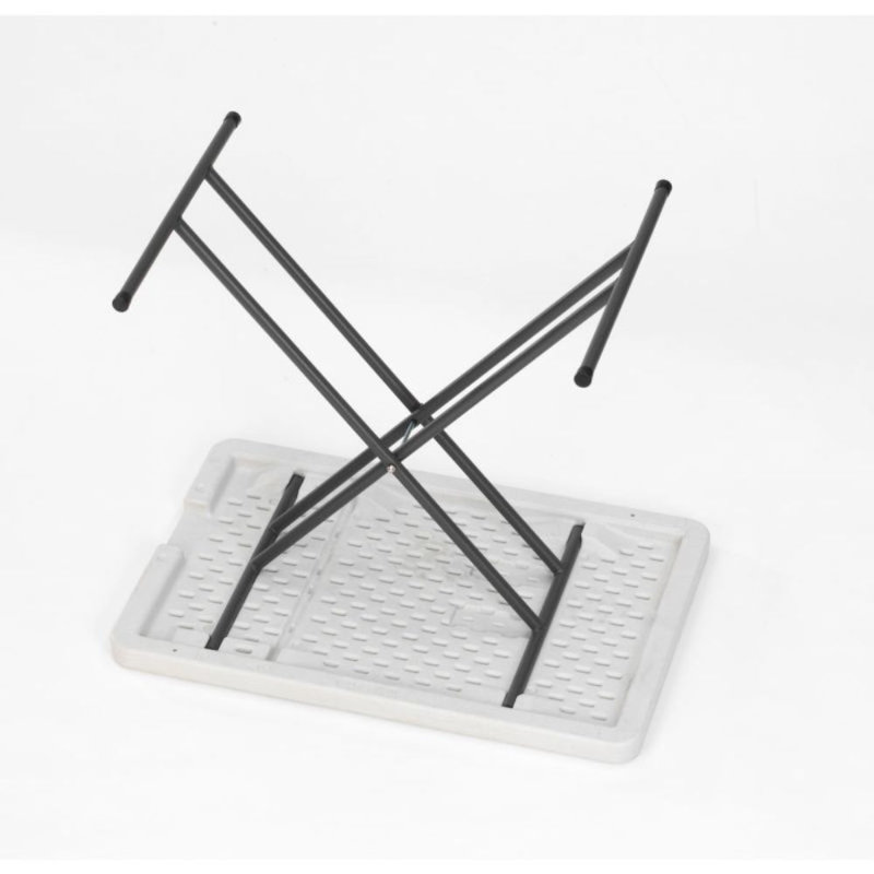 30" White and Gray Steel Rectangular Patio Table