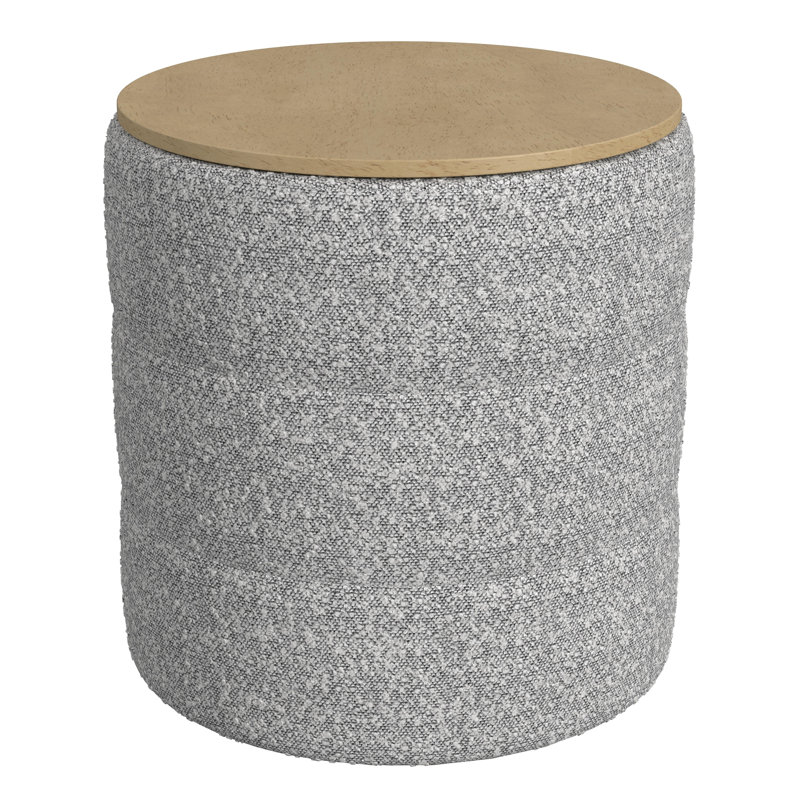 Homepop Channeled  Storage Ottoman With Tray Top, Gray Yarns