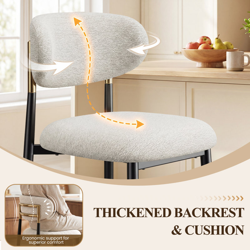Yes Upholstered Bar Stool with Iron Frame, Beige