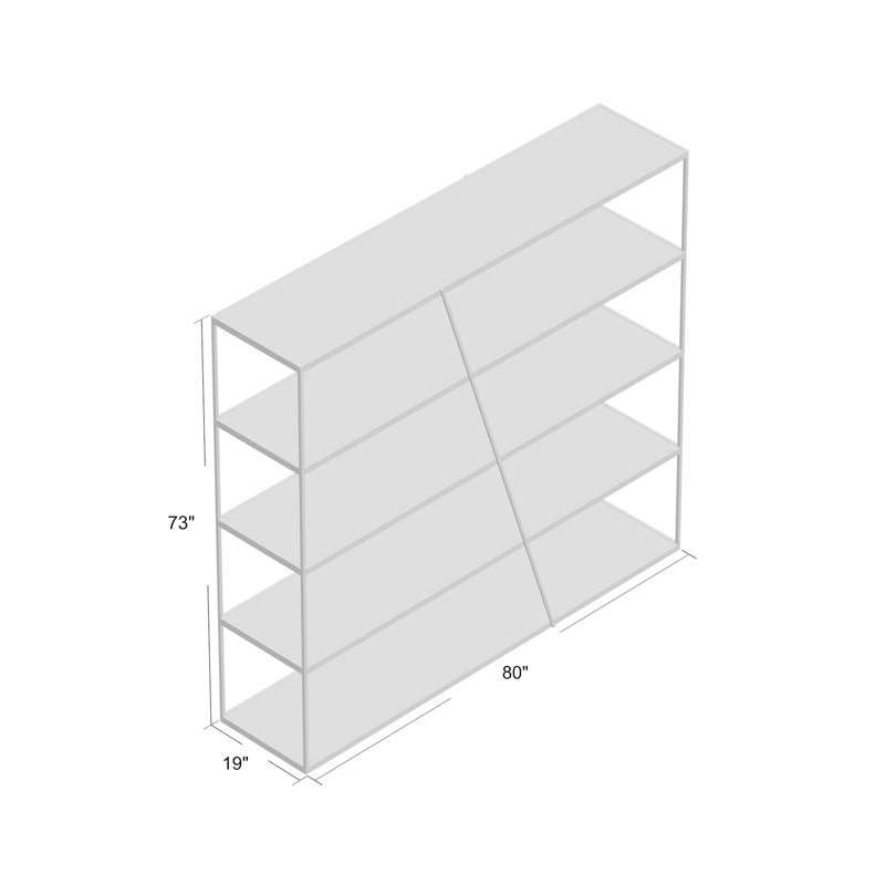 NeedWant Etagere Bookcase, Gray Green, (4 Shelves) 73" H x 42" W x 19" D