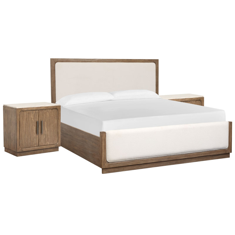 Grand lit à panneau tapissier avec porte Hien, 2 Pcs: Bed, Nightstand, Grand