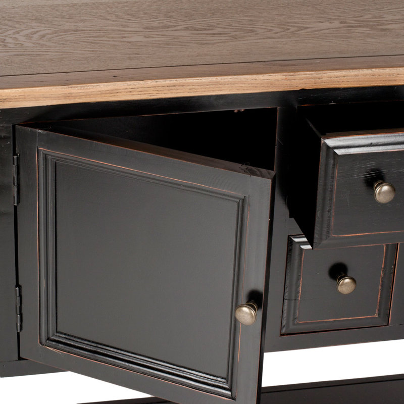 Bagwell 294.84cm Solid Wood Console Table, Black/Oak