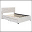 Lit plateforme tapissier avec tête de lit à motif brique, avec gigogne et 2 tiroirs, tissu en lin-46963879-46963865