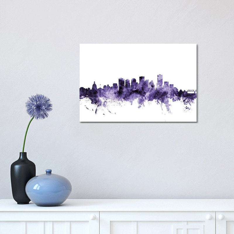 Edmonton, Canada Skyline by Michael Tompsett - Wrapped Canvas Painting, 30.48 cm H x 45.72 cm W