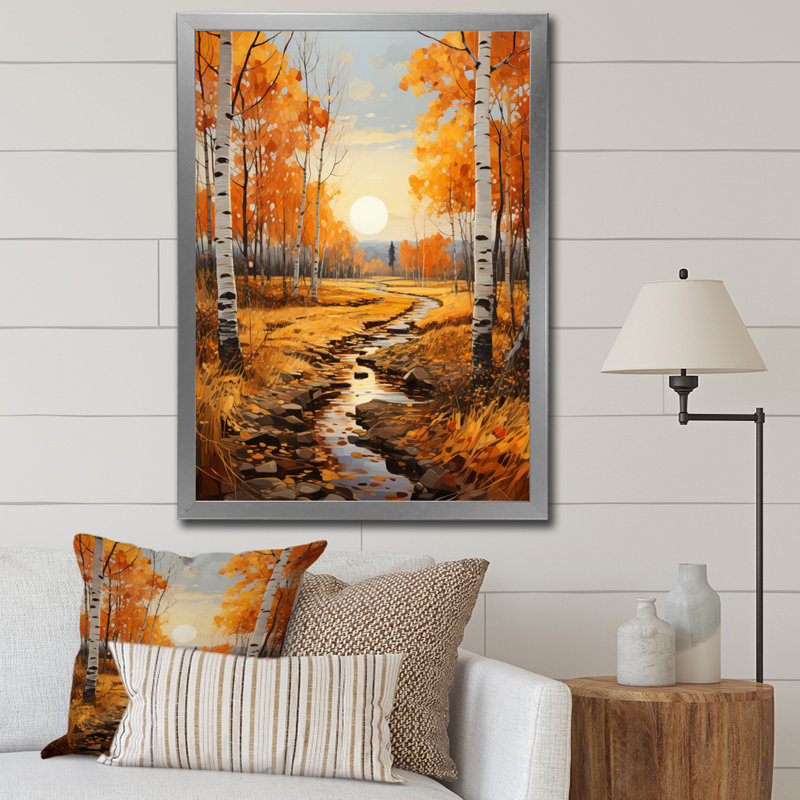 Sonate d'automne VI Arrabury Birch Woods, H 44 po x l 34 po x P 1,5 po, Cadre photo argenté