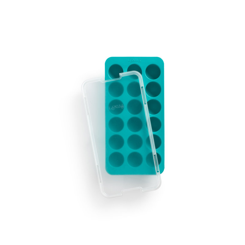 Lékué Round Ice Cube Tray with Lid, Blue