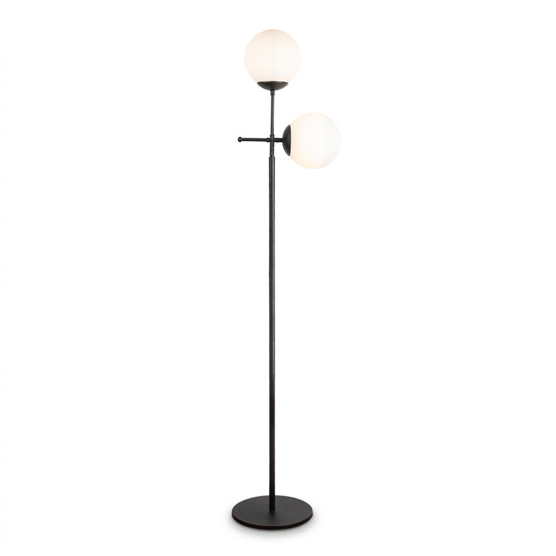 Dual Glass Globe Slender Floor Lamp