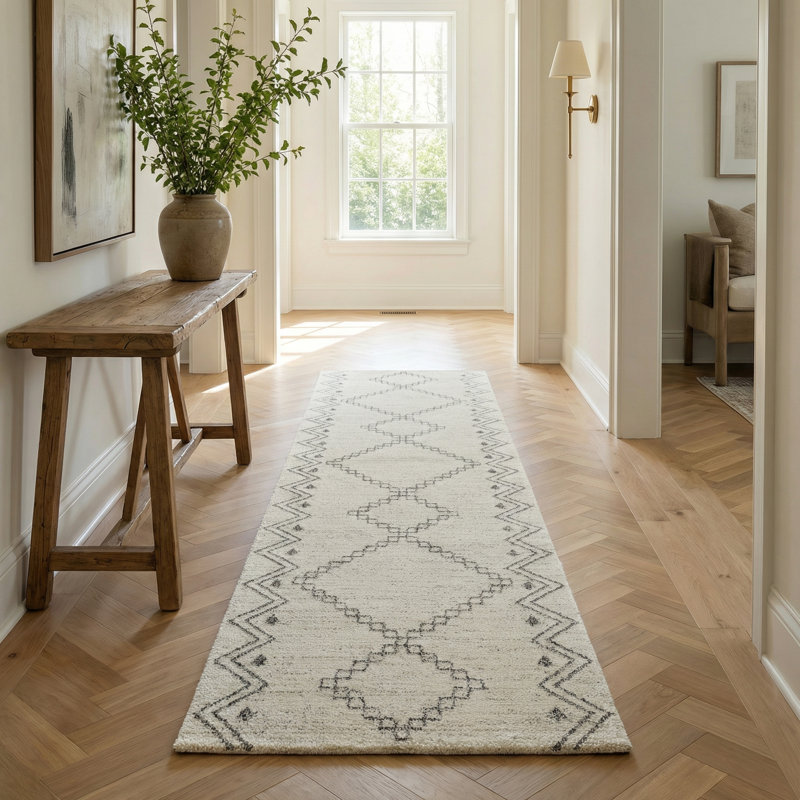 Rug Branch Avela 2' x 8' (2'3" x 8') Beige/Cream Boho Indoor Runner Rug, Modern, Medium Pile, Stain-Resistant Hallway Carpet - Entryway, Mudroom, Bedroom, and Kitchen