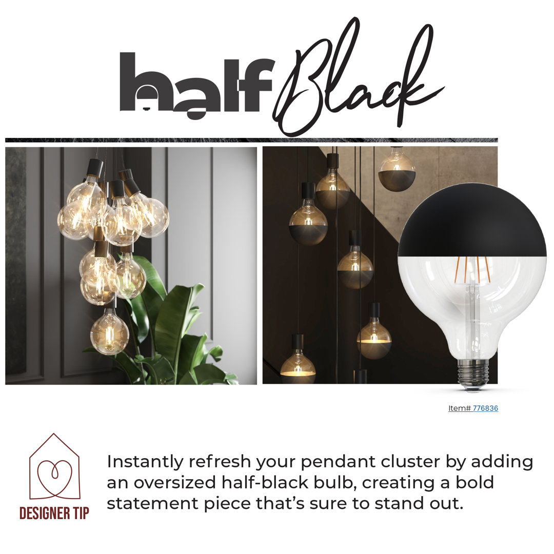 6 Watt Dimmable G40 Light Bulb With Half Black Glass Finish And Medium (E26) Base (Set of 2) Bulbrite Industries