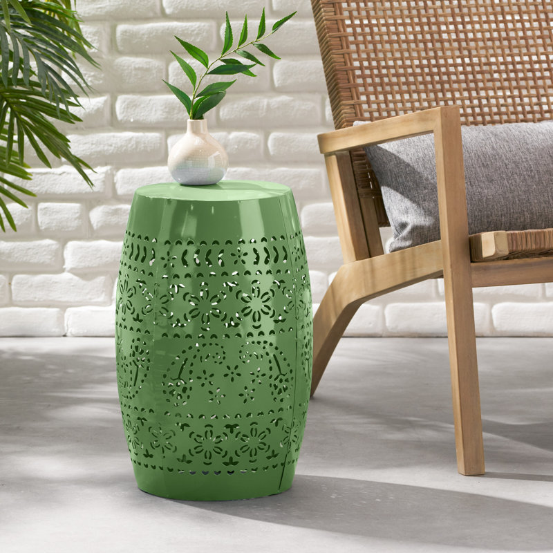 Ifrane Iron Drum End Table, Green