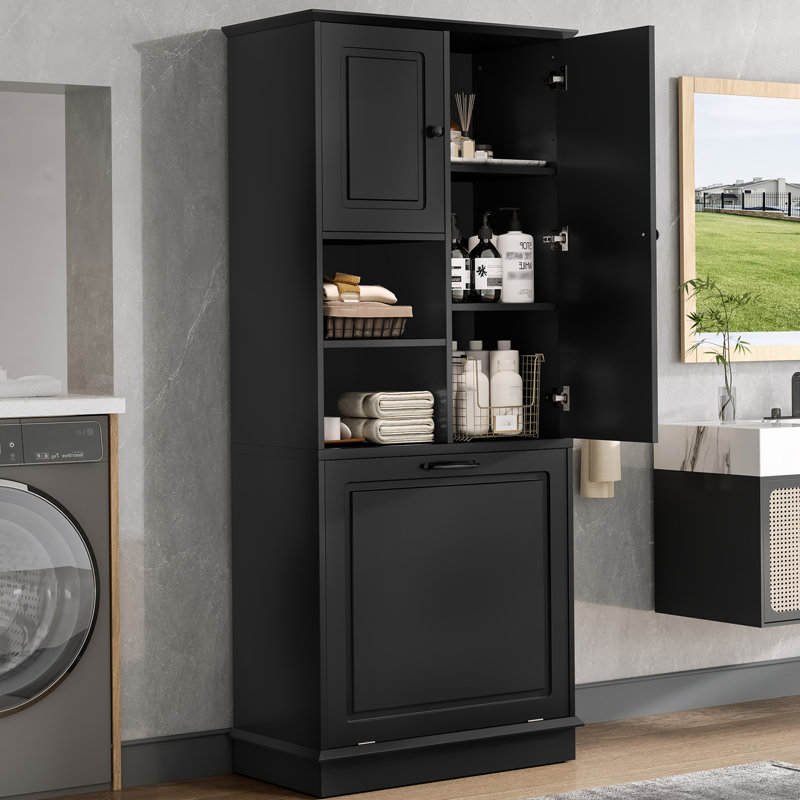 Barton 67.7'' Freestanding Bathroom Cabinet, Black