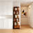 360° Rotating 6-Tier Corner Bookshelf With Wheels, Narrow Wooden Storage Rack For Small Spaces, Multi-Scene Use For Bedroom, Living Room & Study-1568211381-1568211386