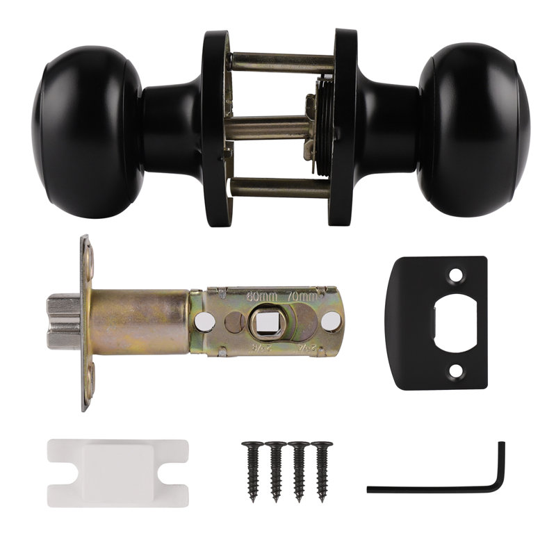 Passage Door Knobs with Round Rosette, Black