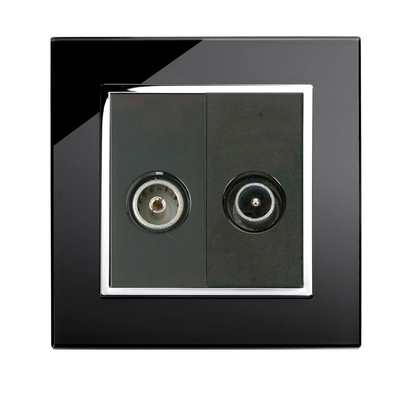 Crystal CT TV - FM Socket White, Black