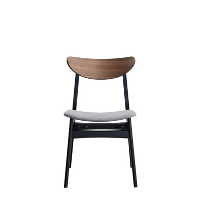 Rebi Grey Linen, Walnut & Black Finish Side Chair (Set Of 2)
