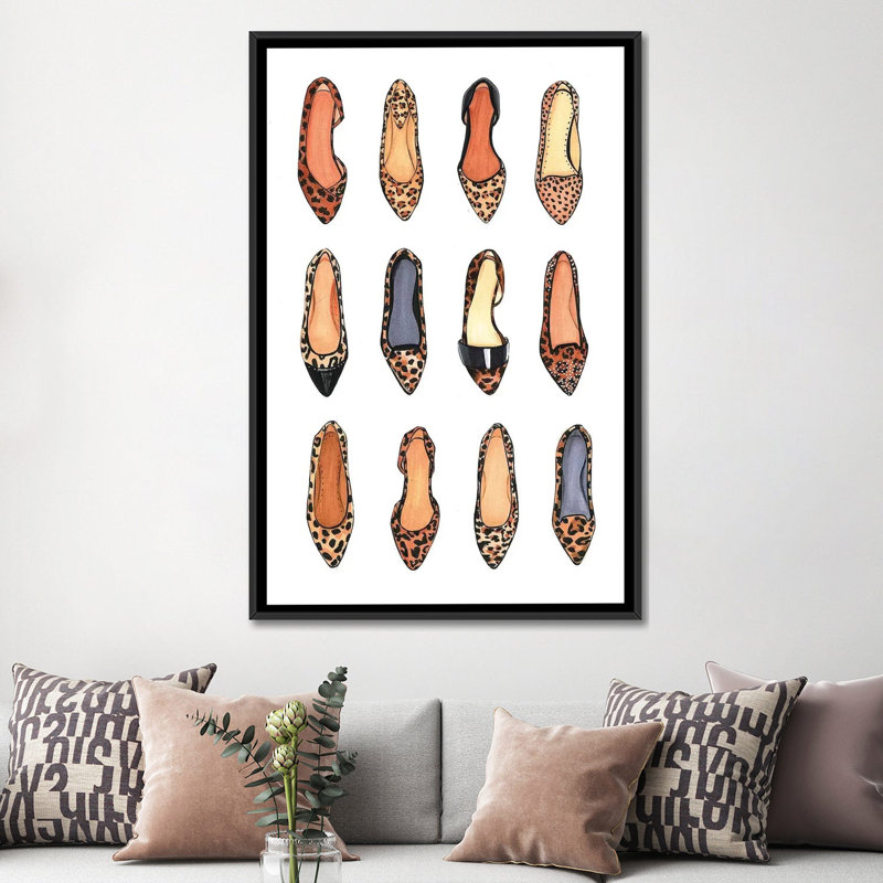 Leopard est netural, reproduction d’art sur toile tendue, H 60 po x l 40po x P 1,5 po, Toile avec cadre noir, Pas de tapis