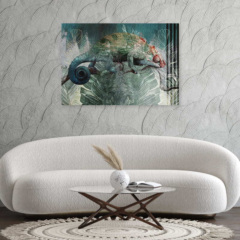 Mural, Chameleon In The Jungle - No Frame Print on Canvas, 60cm H x 90cm W