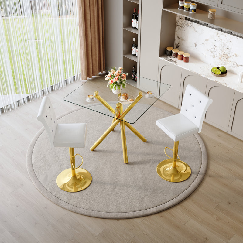 Ensembles de bar de patio modernes, conception en métal doré, style contemporain pour la cuisine et la salle à manger