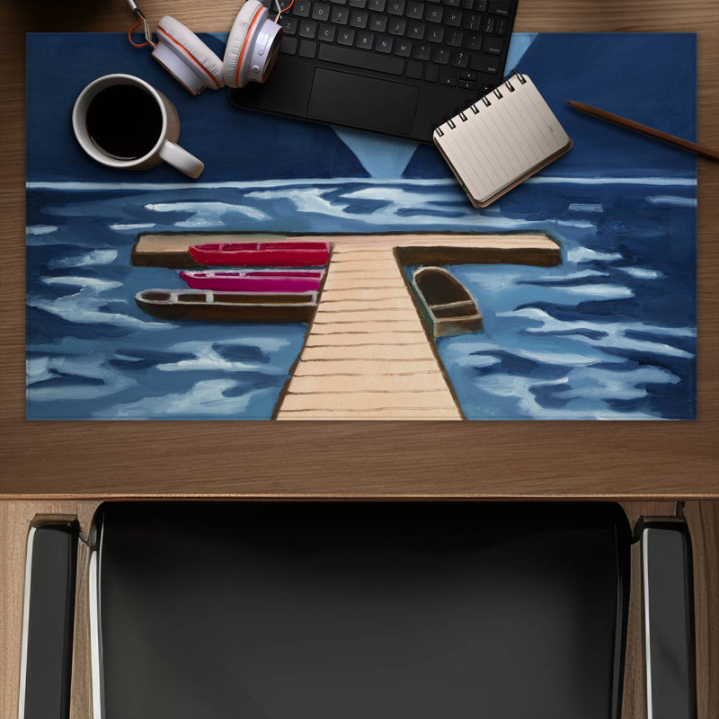 Lake, quai & mountains - 14.00"x24.25" Desk mat