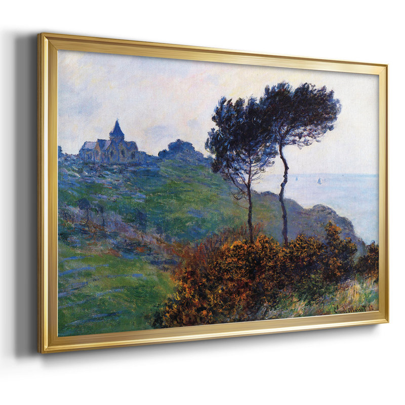 «Church At Varengeville», reproduction d'art encadrée sur toile par Claude Monet, H 14 po x l 20 po x P 1,5 po, Or