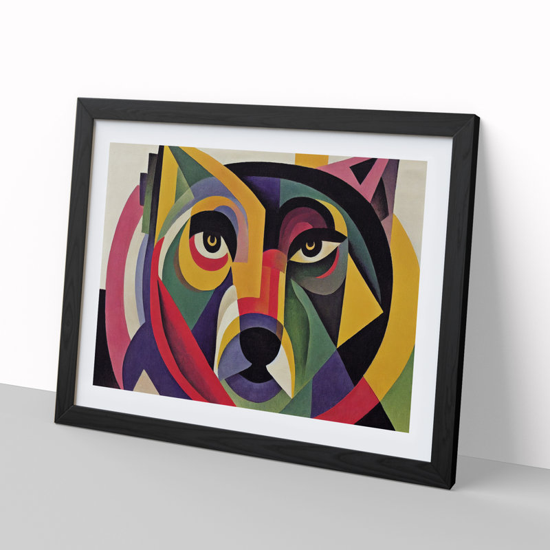 XH1022-10253X Wolf Abstract Vol.1 - Single Picture Frame Print, Black Framed, 46cm H x 64cm W x 2cm D