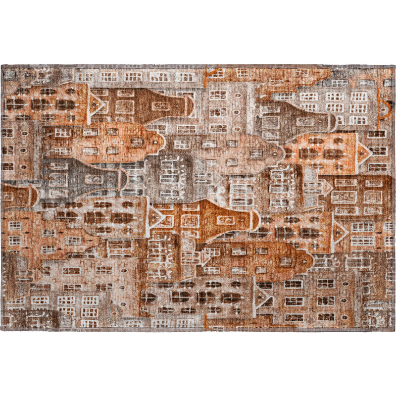 Premium Machine Washable Cerrito AMF600 Paprika Rug, Rectangle 1'8" x 2'6"