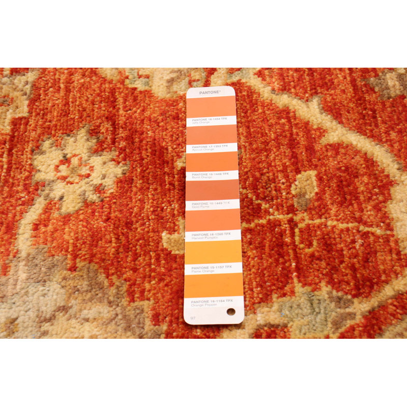 Tapis unique en laine noué à la main 8 pi 2 po nouvel âge en rouge et beige Lockney