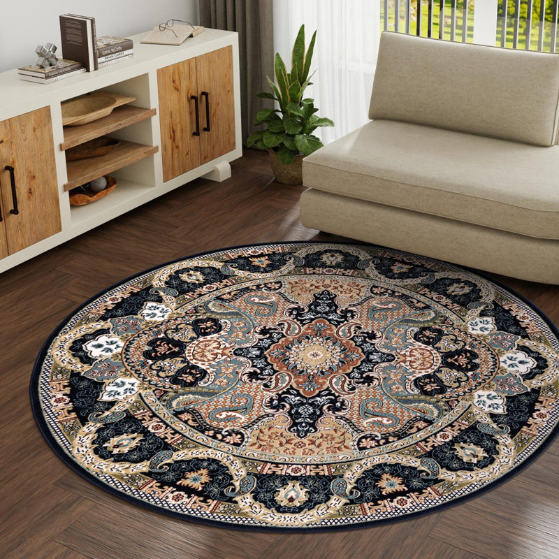 Eleanor Oriental Indoor Rug, Round 6'1", Black