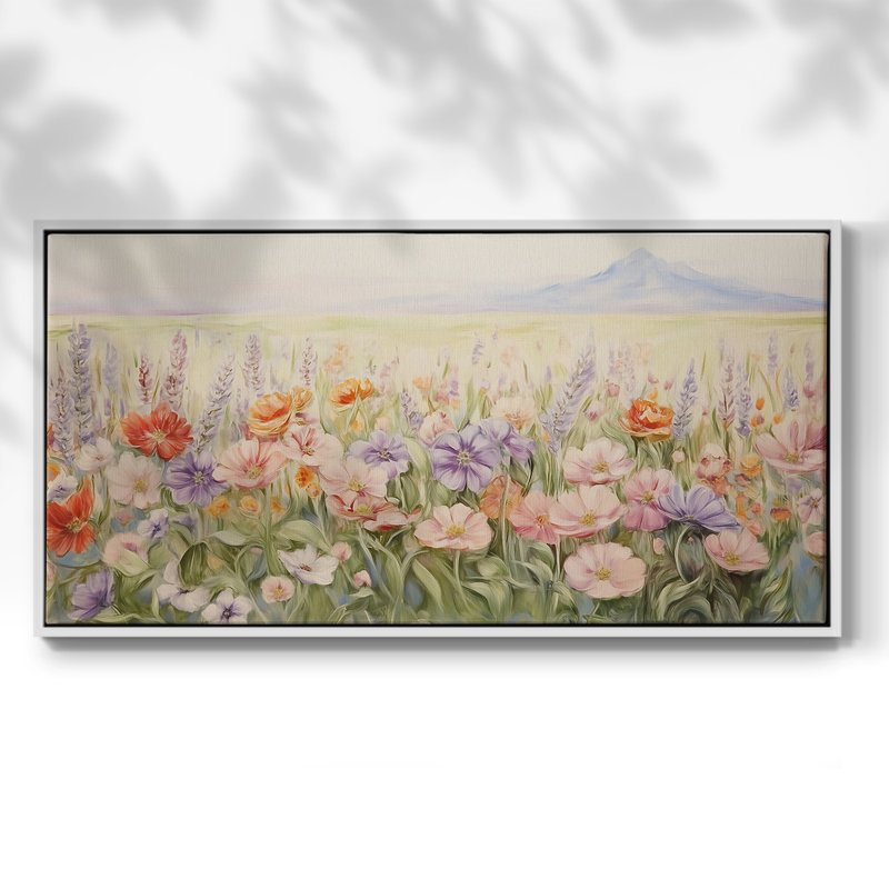Botanical Series-CCXLII- Toile tendue avec châssis tendue, prête à être accrochée, H 25 po x l 49 po, Blanc
