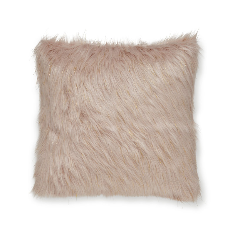 METALLIC FUR Square 45" Cushion Cover, Blush