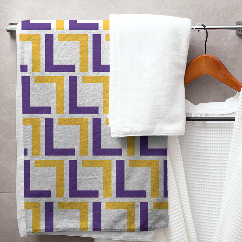 Serviette de bain Pittsburgh, Blanc / mauve / doré